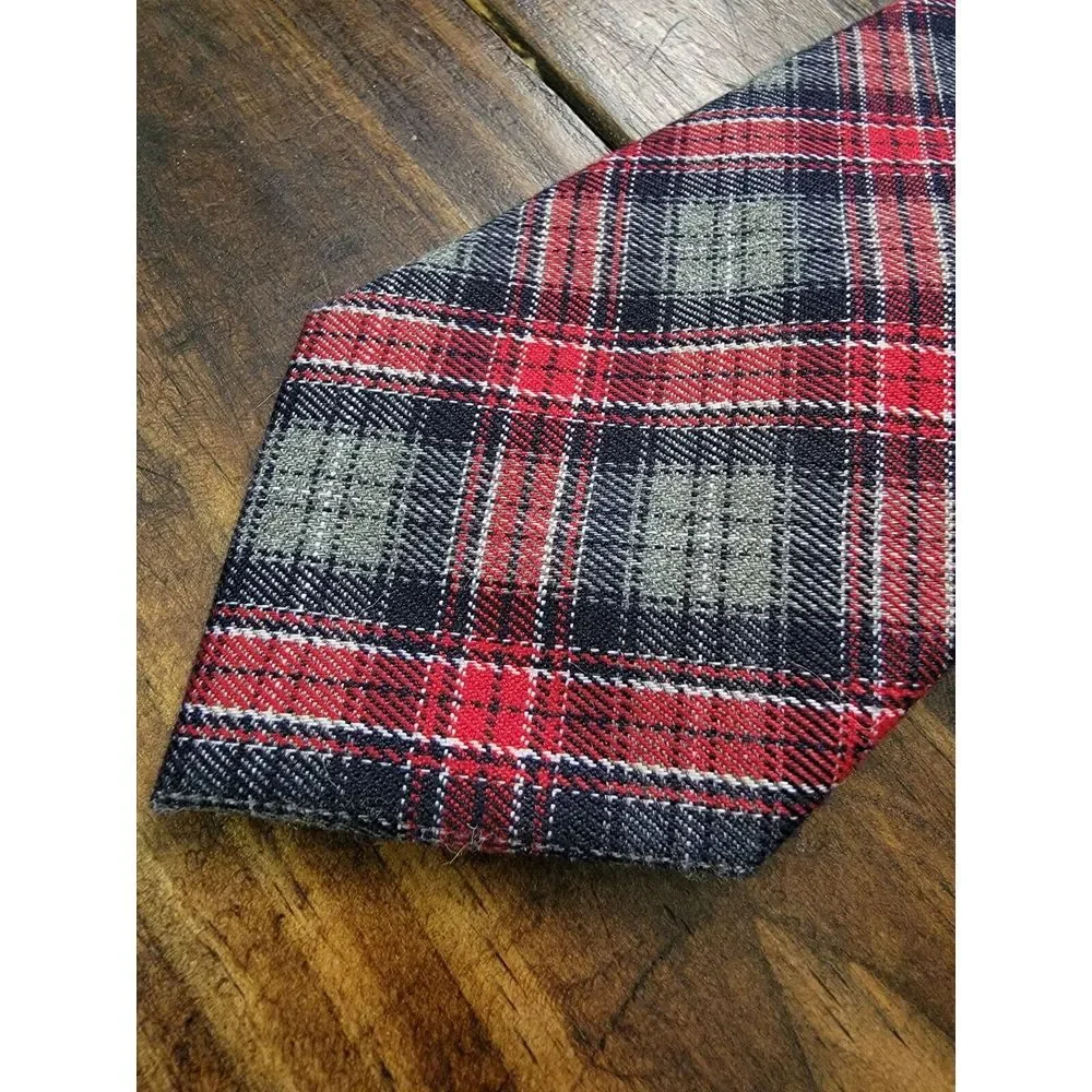 Tommy Hilfiger Plaid Tie - Red / Gray - Flannel‎ - 58L / 3.25W - Thick